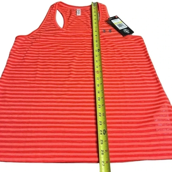 NWT Under  Armour Threadborne red& coral striped racerback tank top . loose cut - Picture 9 of 10